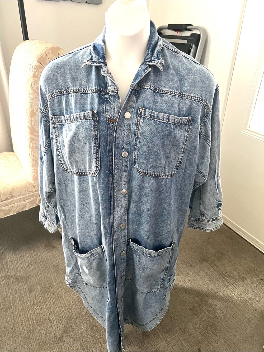 Anthropologie Pilcrow Denim long sleeve button up shirt dress Size 1X